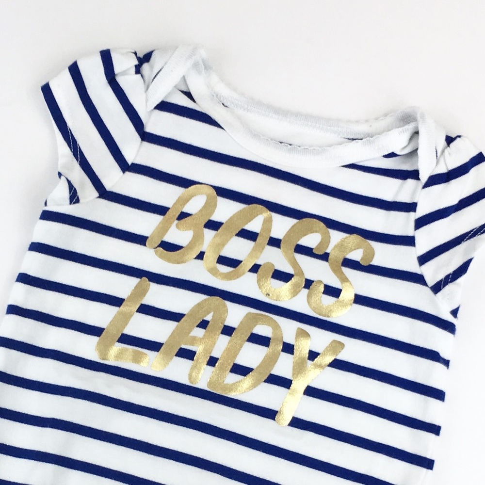 Like New! Cat & Jack "BOSS LADY" Striped Onesie